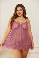Two Piece Babydoll Set with Thong