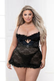 Lace and stretch satin chemise set