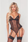Stretch galloon lace and mesh teddy