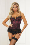 Two piece lace overlay bustier set