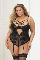 Lace and fishnet teddy