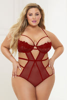 Guipure lace and mesh teddy