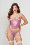 Satin and eyelash lace bustier set