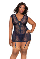 Contemporary lace garter slip