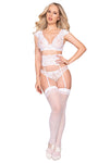 Lace Garterbelt Set with Keyhole Ribbon Back Detail