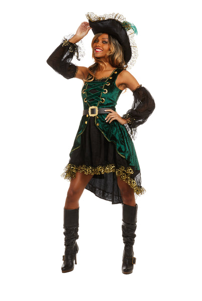 Four-Piece Emerald Pirate Costume Set