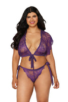 ﻿Eyelash lace lingerie shrug and matching panty set