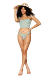 Lace smocking camisole and thong set