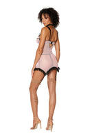 Diamond stretch mesh garter slip