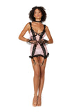 Diamond stretch mesh garter slip