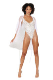 Mesh robe and lace teddy set