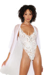 Mesh robe and lace teddy set