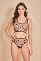 Bunrout Heart Mesh Bra Set