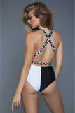 One piece two tone swimsuit