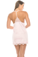 Satin Lace trimed Slip set With maching thong