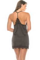 Satin Lace trimed Slip set With maching thong