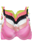 Satin Lace Trim Coverage Bra