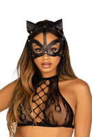 Vegan leather studded cat mask