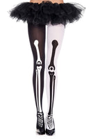 Mismatch skeleton print pantyhose