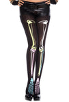 Multi color skeleton print tights