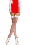 Nurse spandex mini diamond net thigh high
