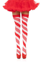 Candy cane striped thigh highs
