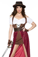 Five Pieces Steampunk Pirate Costume Set