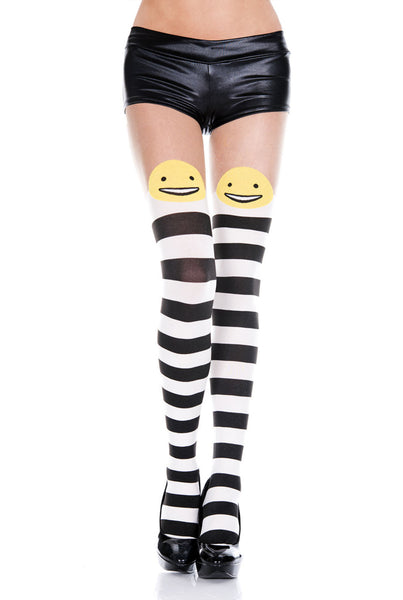 Smiley face striped spandex pantyhose