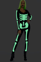 Printed Glow In The Dark Skeleton Catsuit