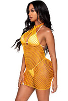 Woven Net Twist Halter Mini Dress