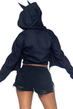 Bat Cropped Hoodie With Wings