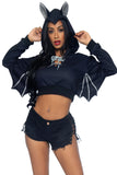 Bat Cropped Hoodie With Wings