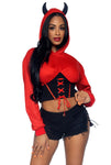 Devil Cropped Hoodie With Wings