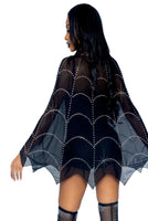 Spider Web Rhinestone Costume Poncho