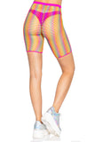 Ombre rainbow woven net biker shorts