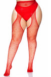 Plus Rhinestone Fishnet Pantyhose