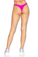 Ombre rainbow woven net tights