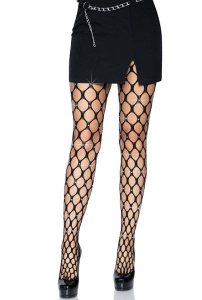 Rhinestone Net Tights