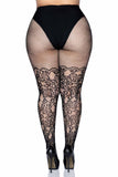 Plus Floral Vine Fishnet Tights