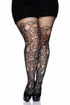 Plus Floral Vine Fishnet Tights