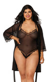 Stretch mesh teddy and lingerie robe set